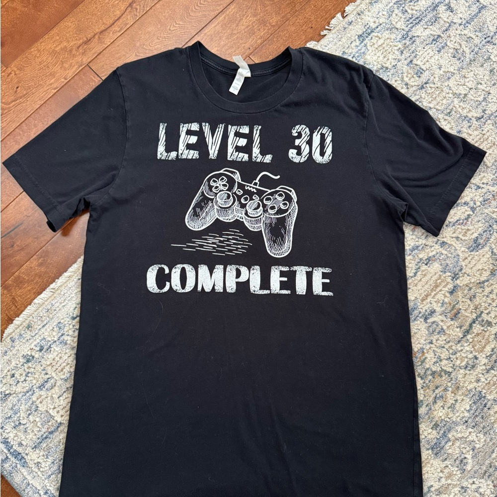 Level 30 Complete Men’s Large Graphic T-Shirt Gamer Birthday Video Game Tee